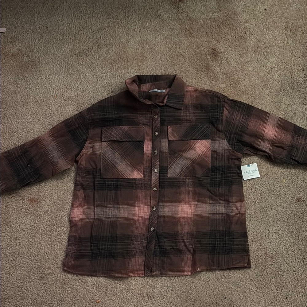 Plaid Button-Up Shirt in Brown and Black